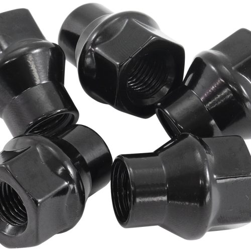 M12 X 1.50mm CONICAL ET OPEN WHEEL NUTS BLACK (5 PACK)