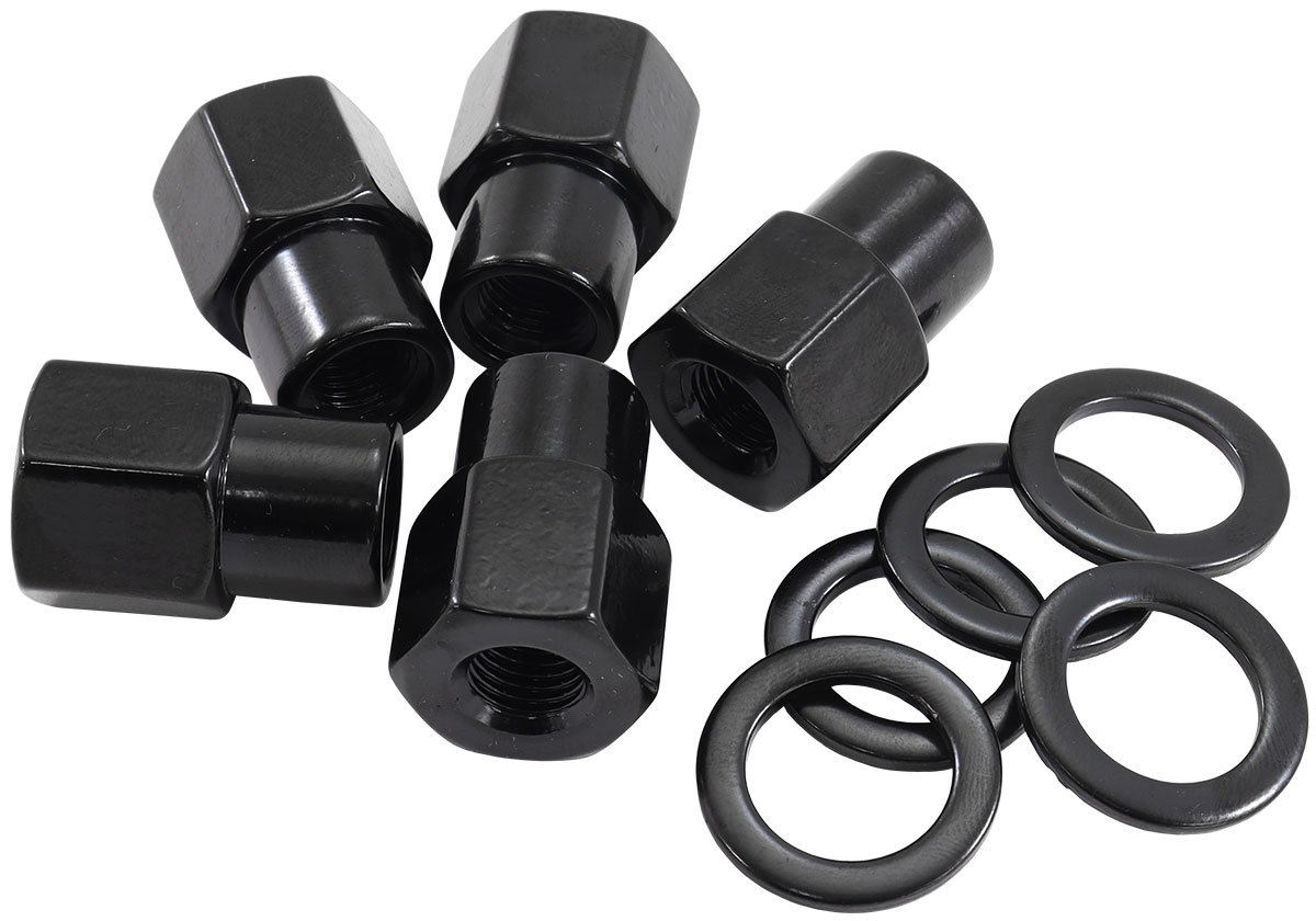M14 X 1.50mm .550" SHANK OPEN WHEEL NUTS BLACK (5 PACK)