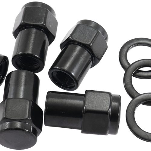 7/16″-20 .550″ SHANK CLOSED WHEEL NUTS BLACK (5 PACK)