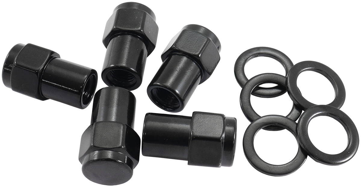 7/16"-20 .550" SHANK CLOSED WHEEL NUTS BLACK (5 PACK)