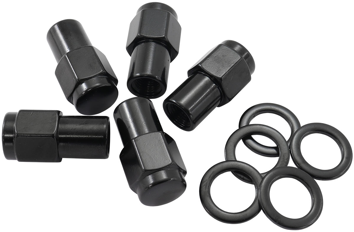 7/16"-20 .750" SHANK CLOSED WHEEL NUTS BLACK (5 PACK)