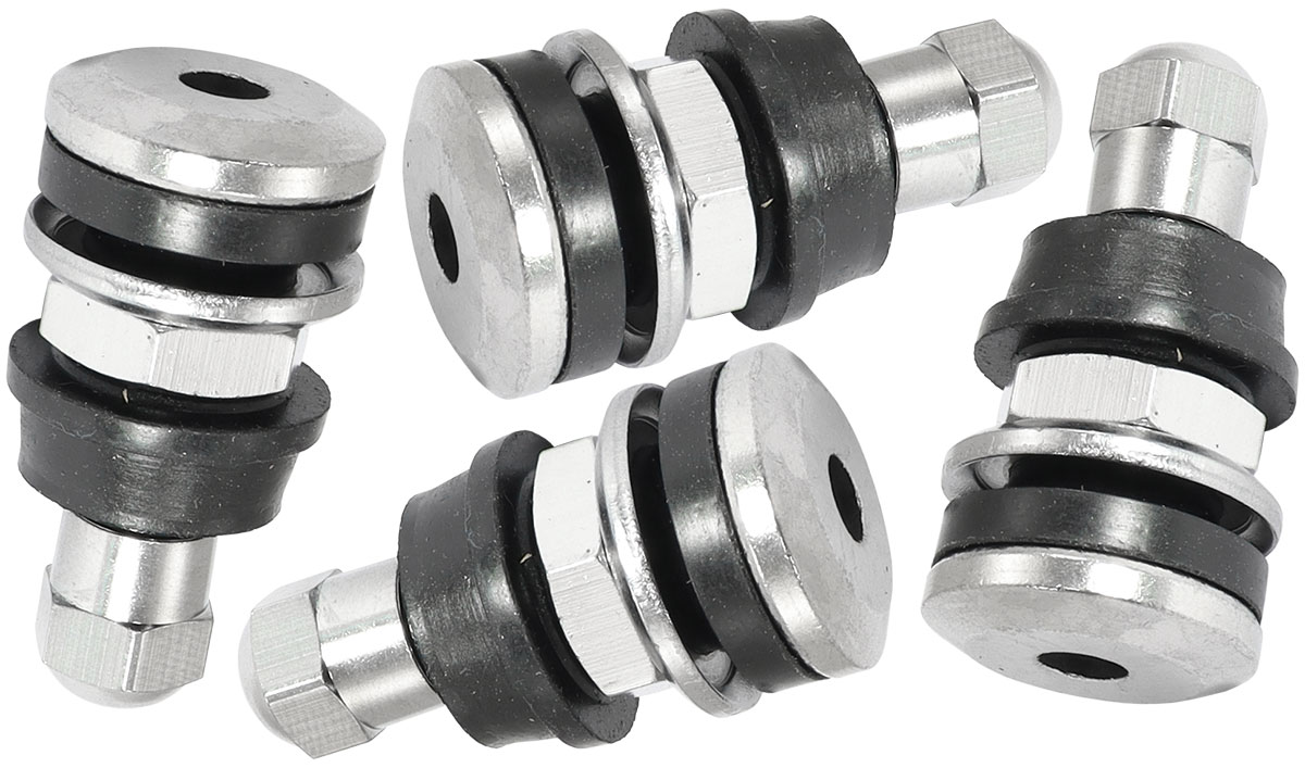 BOLT IN WHEEL VALVE STEMS 4 PACK CHROME 7/16" 5/8" HOLES