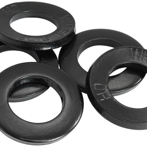 LARGE WHEEL NUT WASHER WELD BLACK 1.250 OD 0.695 ID 5 PACK