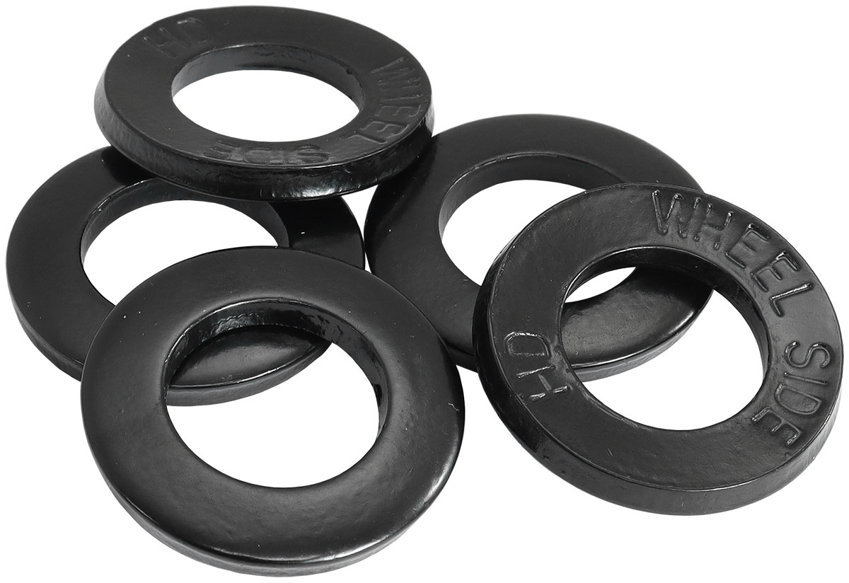 LARGE WHEEL NUT WASHER WELD BLACK 1.250 OD 0.695 ID 5 PACK