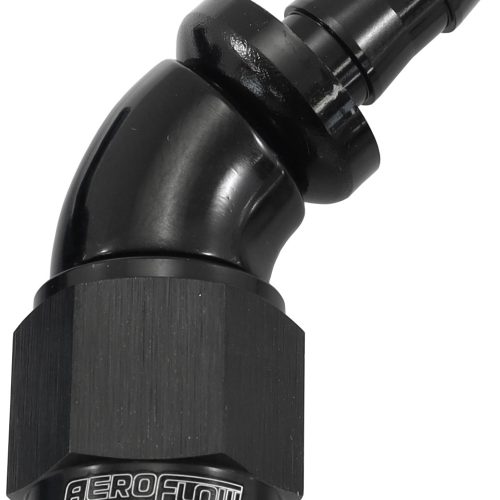 -6AN TO 5/16″ BARB 45 DEG FULLFLOW PUSH LOCK BLACK