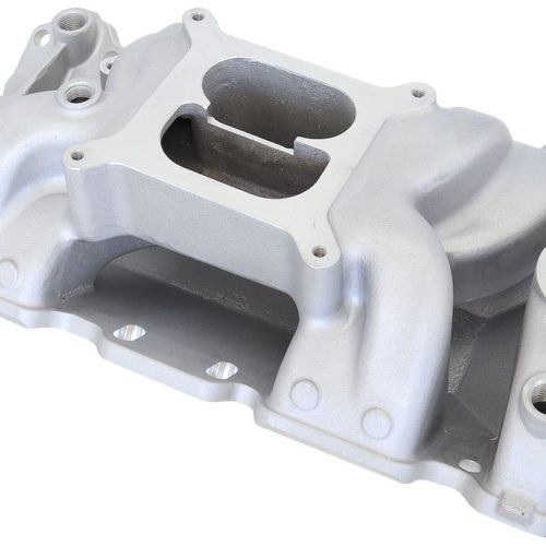 SBC AIR GAP INTAKE MANIFOLD   DUAL PLANE CHEV 350 NATURAL