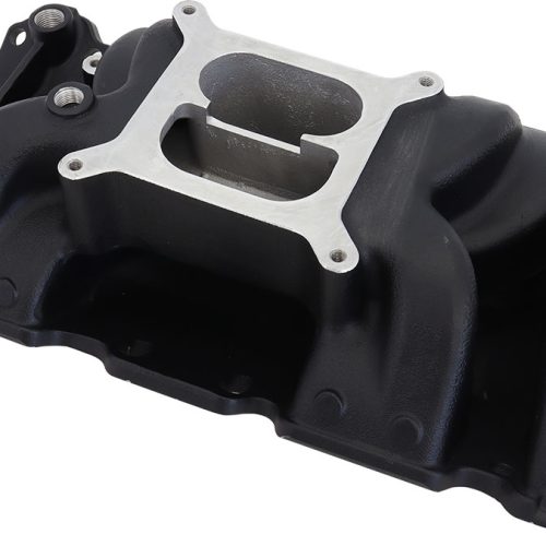 SBC AIR GAP INTAKE MANIFOLD   DUAL PLANE CHEV 350 BLACK