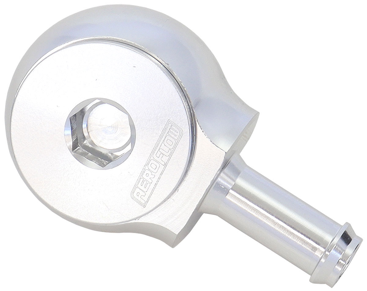 SLIMLINE -8ORB TO 5/16" BARB 90 DEG TIGHT RADIUS SILVER
