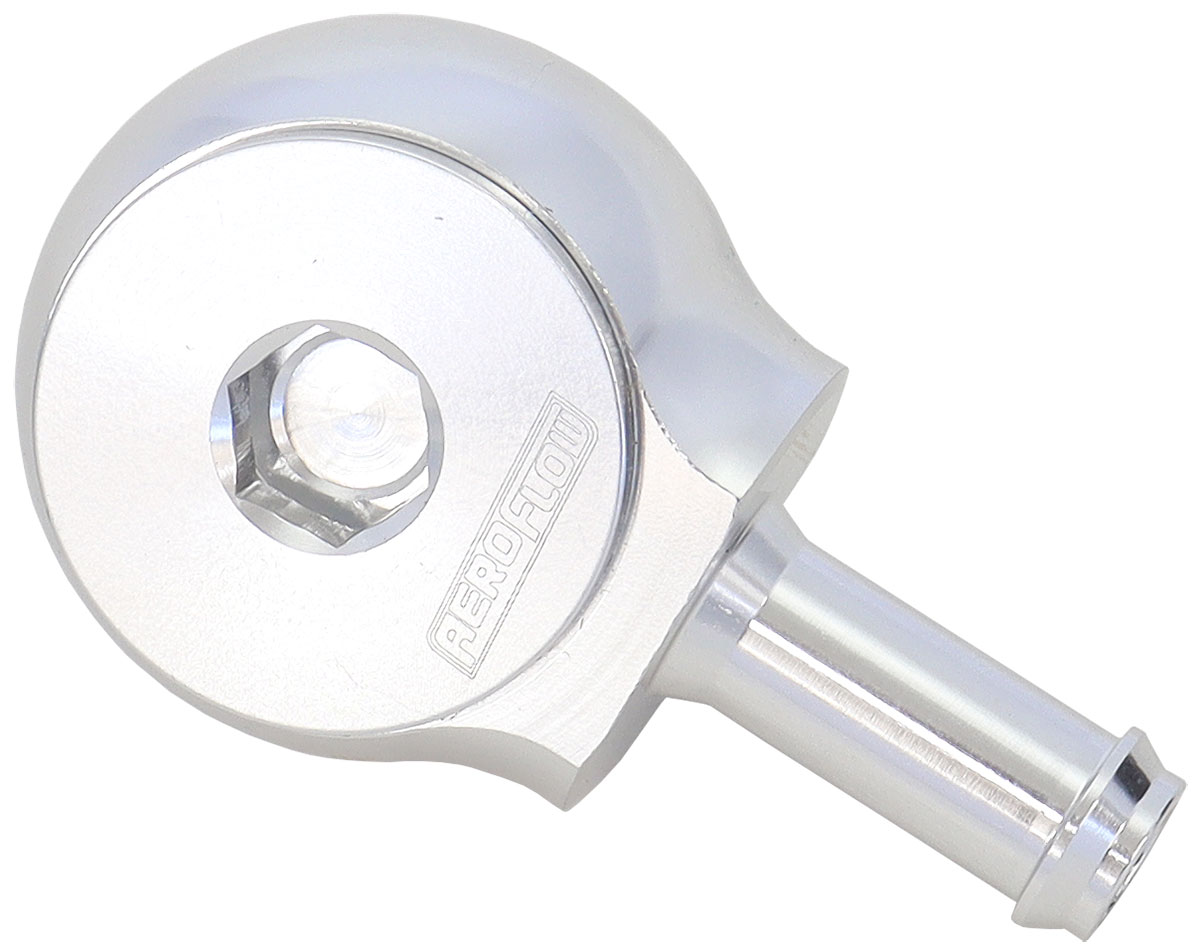 SLIMLINE -6ORB TO 3/8" BARB 90 DEG TIGHT RADIUS SILVER