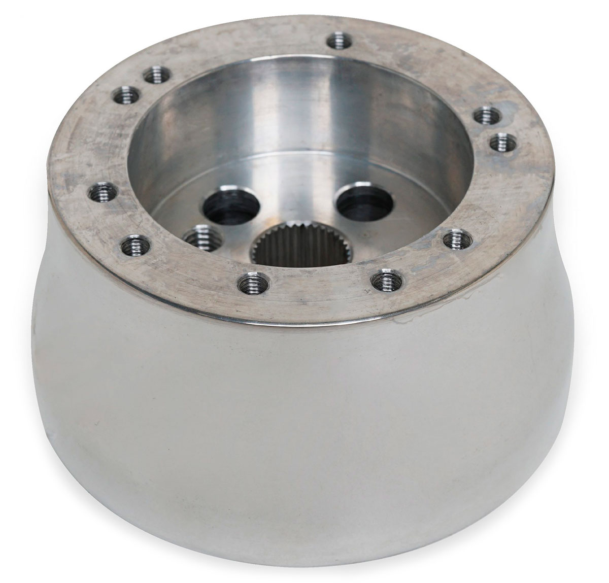 ALUM 5 & 6 HOLE STEERING WHEELADAPTER. POLISH SUIT GM COLUMN