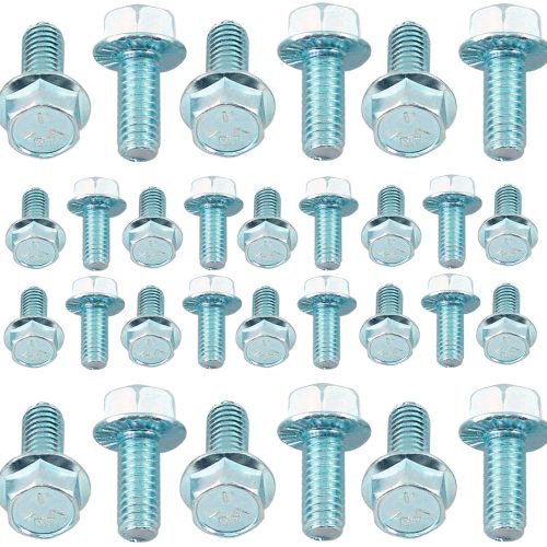 SBF SELF LOCKING OIL PAN BOLT SET. HEX HEAD ZINC STEEL