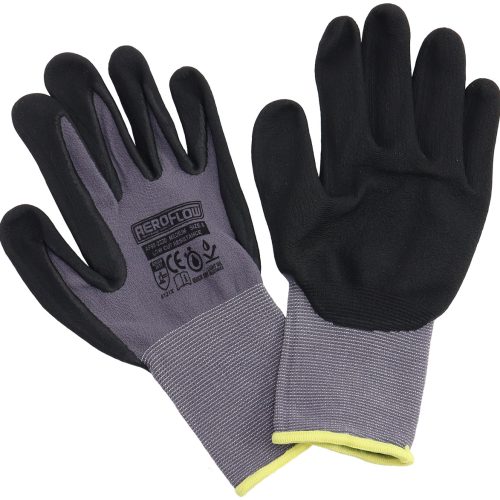 MECHANIC GLOVES MEDIUM NITRILEFOAM 1 PAIR BLACK WORK SHOP