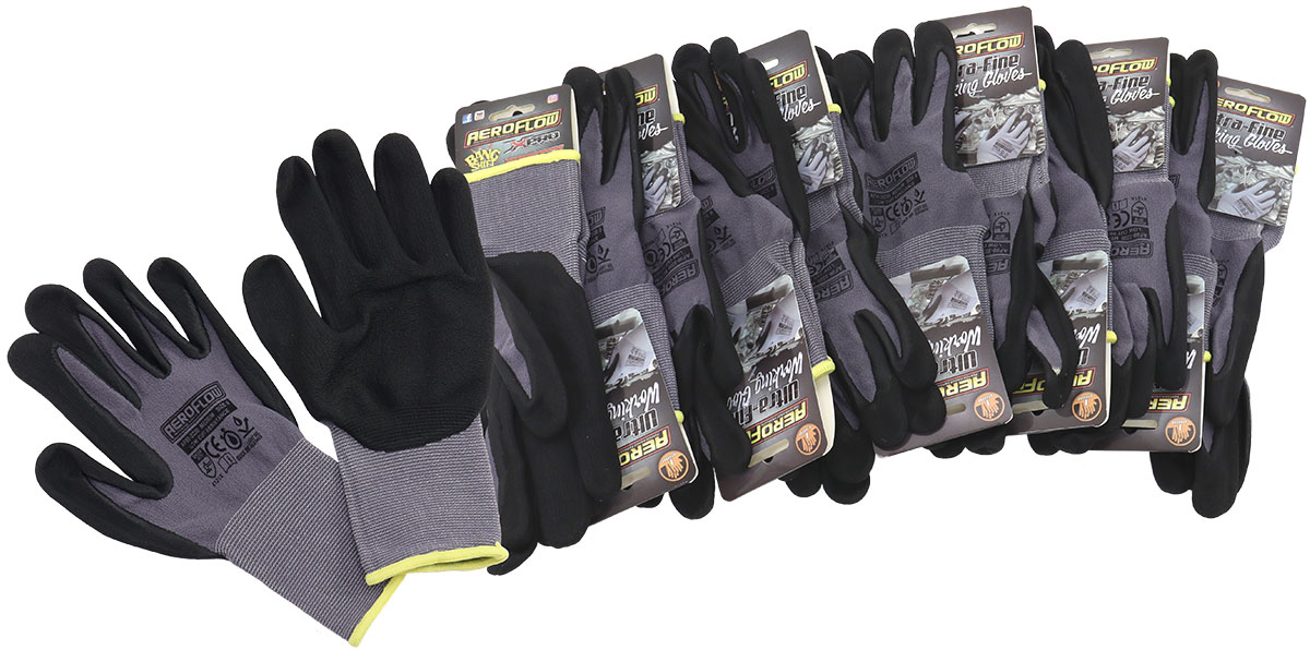 MECHANIC GLOVES LARGE NITRILE FOAM 12 PAIRS BLACK WORK SHOP
