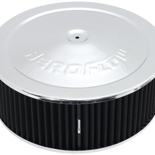 14″ X 5″ AIR CLEANER ASSY 5-1/8″ DROP BASE CHROME COTTON