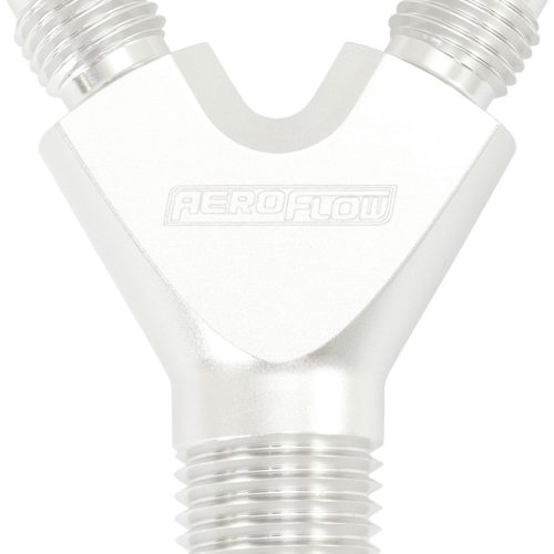 1/4″ NPT Y BLOCK TO 2 x -3AN MALE FITTINGS NITROUS NOS SILV