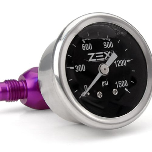 NITROUS PRESSURE GAUGE 1500PSI-6AN INLINE, LIQUID FILLED