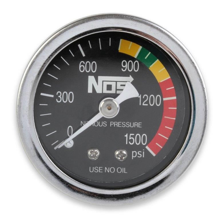 NITROUS PRESSURE GAUGE 1-1/2" BLACK 0-1500PSI. DRY