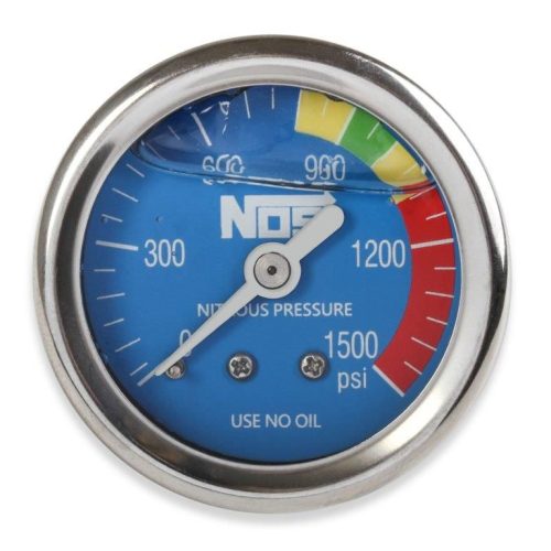 NITROUS PRESSURE GAUGE 1-1/2″ LIQUID FILLED BLUE 0-1500PSI