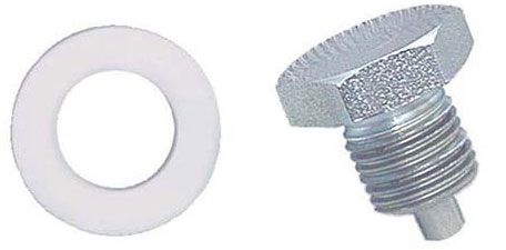 MAGNETIC SUMP PLUG, CHROME 1/2"-20, NYLON WASHER, 3/4 HEX