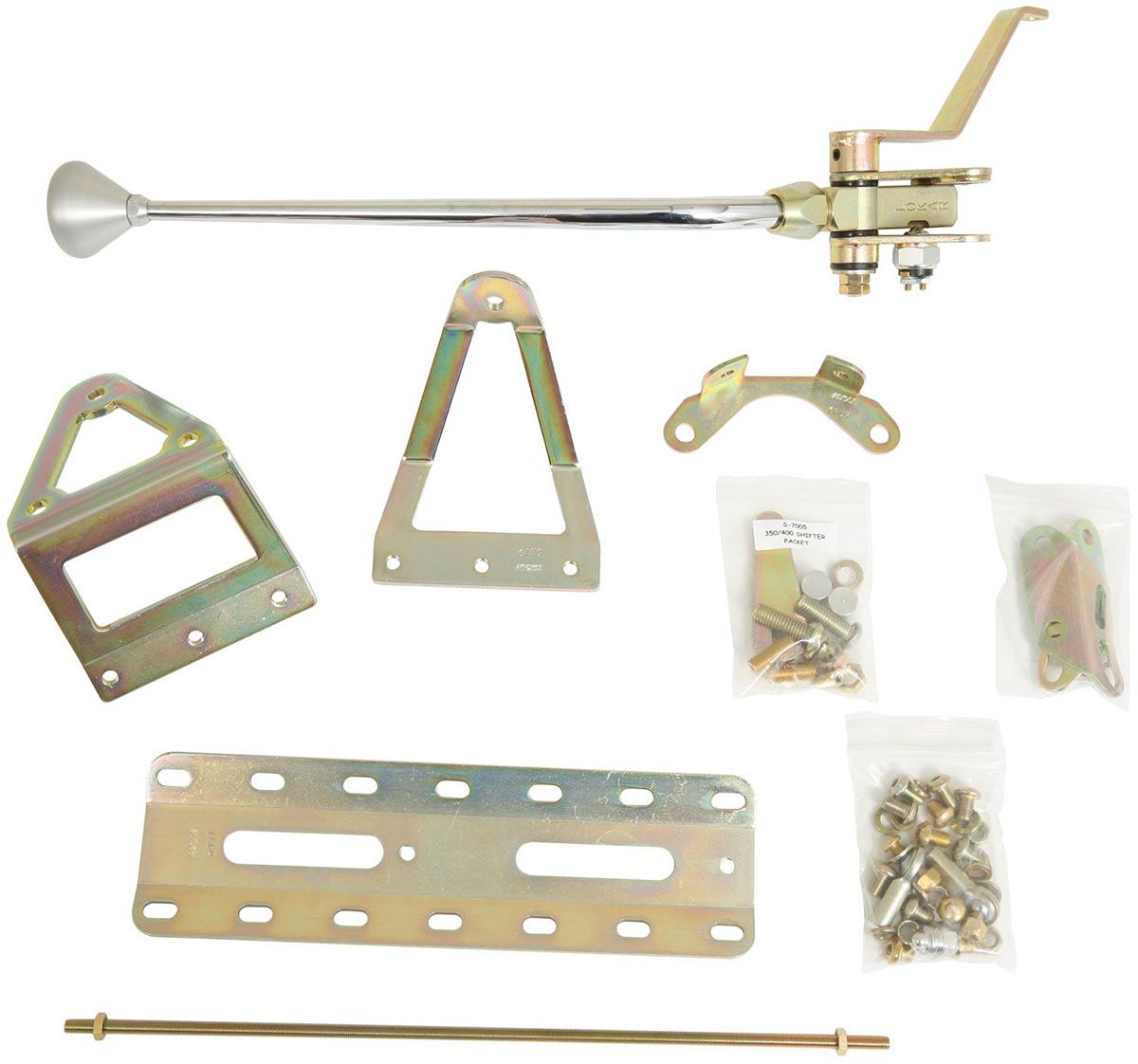 LOKAR SINGLE-BEND SHIFTER 12" TH-350 BRUSHED ALLOY MUSHROOM