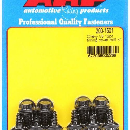 SB BB CHEV V6 TIMING COVER    BOLTS, BLACK, 12-POINT