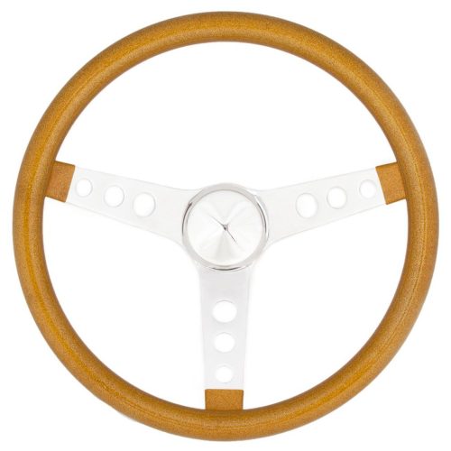 GRANT GOLD FLAKE 15″ 3 SPOKE CHROME DRILLED STEERING WHEEL