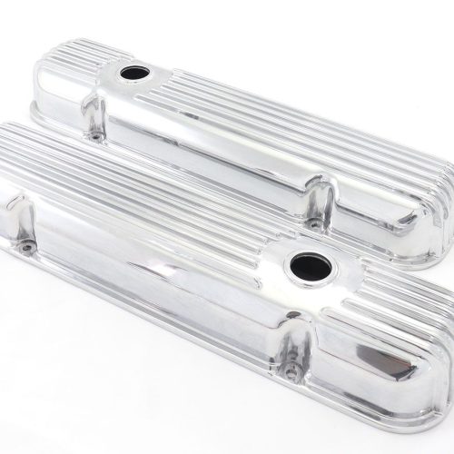 FINNED VALVE COVERS, PONTIAC  V8 325-455, POLISHED ALUMINIUM