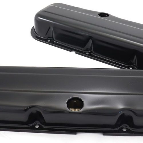 STEEL VALVE COVERS, BBC SHORT BLACK, NO LOGO