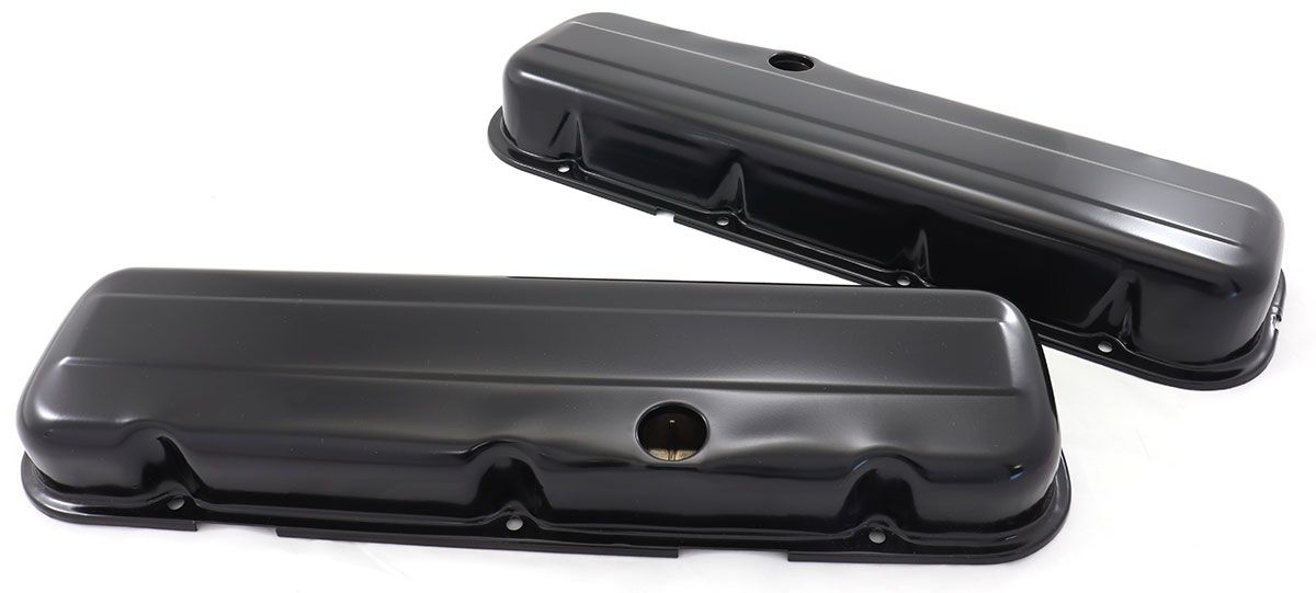 STEEL VALVE COVERS, BBC SHORT BLACK, NO LOGO