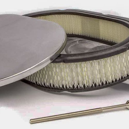 POLISH ALUM 12″ x 2″ OVAL AIR CLEANER SET. PLAIN & PAPER ELE