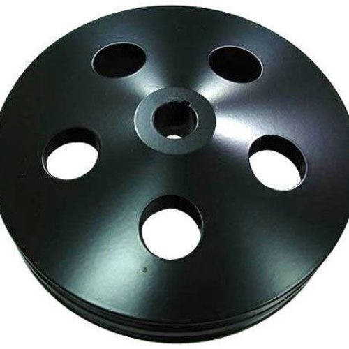 BLACK POWER STEER PULLEY ALUM DBL GROOVE 5/8 SHAFT & KEYWAY