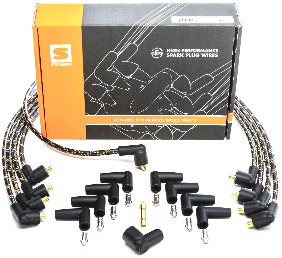 STROMBERG EFIRE BRAIDED SPARK PLUG WIRE LEAD SET FLATHEAD