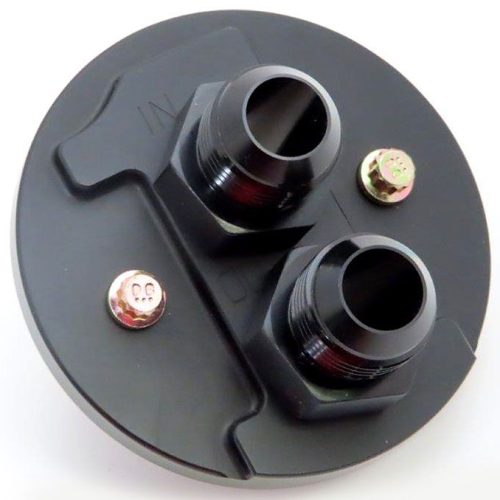 BLK CHEV BILLET BLOCK ADAPTER -12 MALE. GEN IV & EARLIER.