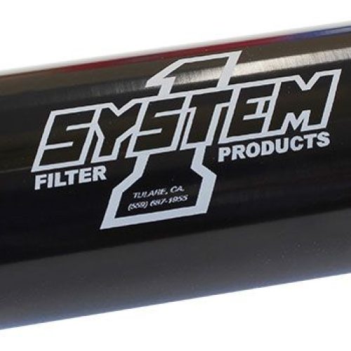 MED INLINE BILLET FUEL FILTER BLK -6 END 6″ LONG 2″D 35 MIC