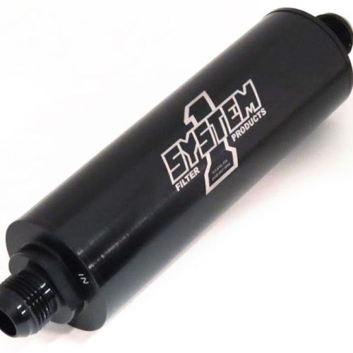 LONG INLINE BILLET FUEL FILTERBLK -10AN 9″ LONG 2″ D 35 MIC