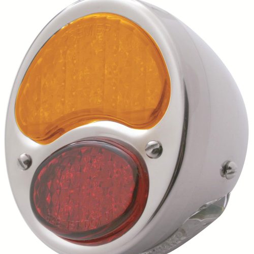1928-31 LED TAILIGHT RED AMBERS/S RIM CHROME HOUSING LH