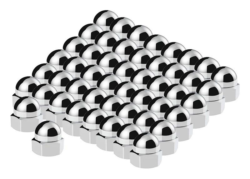 CHROME FLATHEAD HEADBOLT COVER50PK DRESS UP ACORN 11/16 FLAT