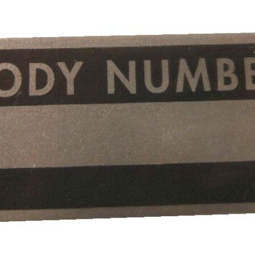 1936 BODY NUMBER PLATE DIE STAMPED W/RIVETS