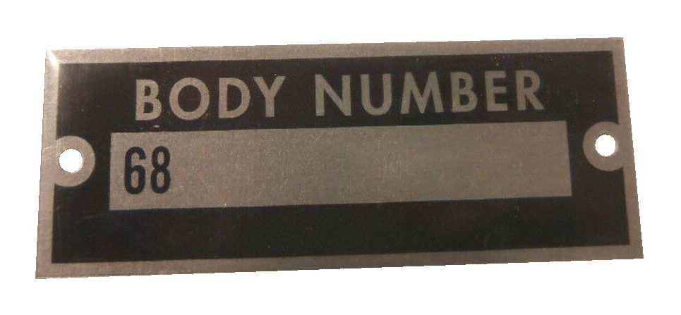 1936 BODY NUMBER PLATE DIE STAMPED W/RIVETS