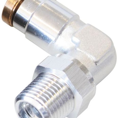 1/8″ NPT 90 DEGREE TO 1/4″ 120SERIES NYLON SILVER FITTING