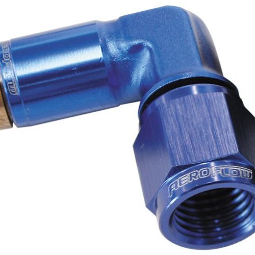 -4AN FEMALE 90 DEGREE TO 1/4″ 120 SERIES BLUE NYLON FITTING