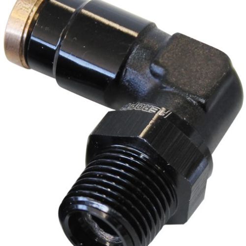 1/4″ NPT 90 DEGREE TO 1/4″ 120SERIES NYLON BLACK FITTING