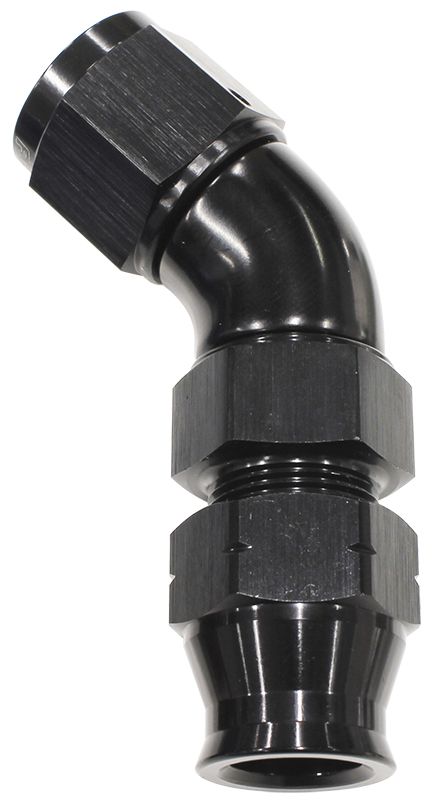 1/2" TUBE 45 DEG FEMALE -8AN BLACK SWIVEL NUT WITH OLIVE