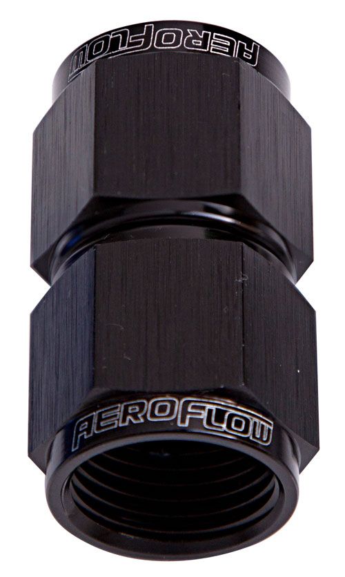STRAIGHT FEMALE FLARE -8AN BLACK SWIVEL COUPLER
