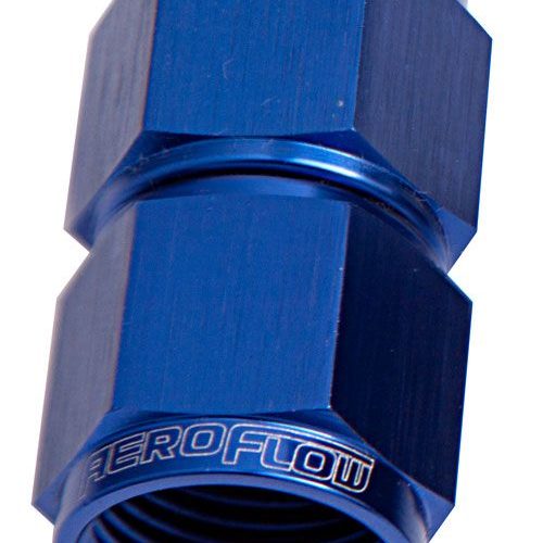 STRAIGHT FEMALE FLARE -8AN    BLUE SWIVEL COUPLER