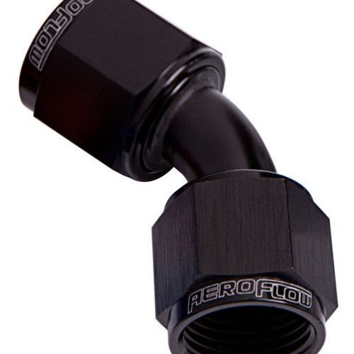 45 DEG FEMALE FLARE -20AN     BLACK SWIVEL UNION