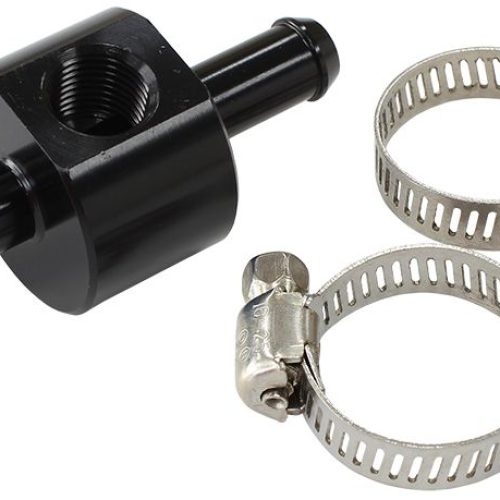 INLINE PRESSURE GAUGE ADAPTER 3/8″ BARBS W/ 1/8″ NPT, BLACK