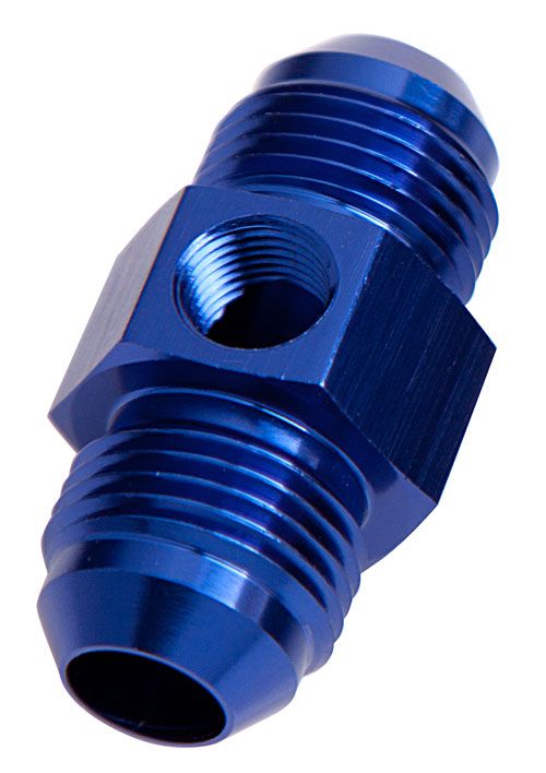 STRAIGHT MALE - MALE -12AN BLUE WITH 1/8" NPT PORT