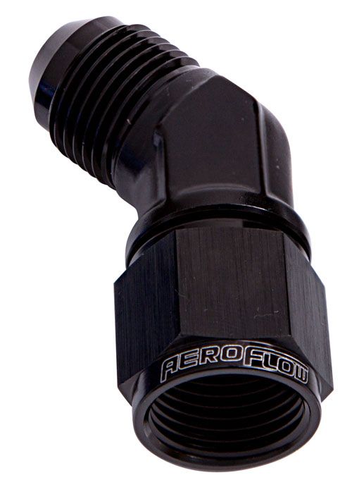 45 DEG FEMALE - MALE -12AN BLACK SWIVEL NUT