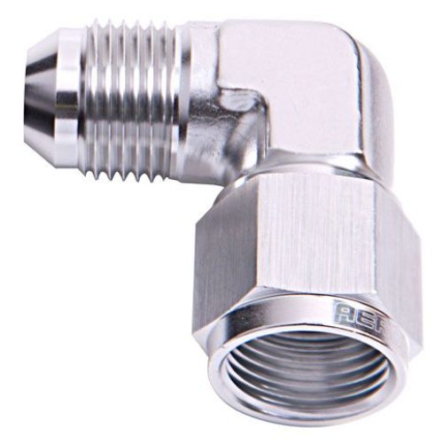 90 DEG FEMALE – MALE -3AN SILVER SWIVEL NUT
